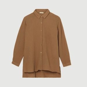 EILEEN FISHER Organic Cotton Gauze Classic Collar Shirt